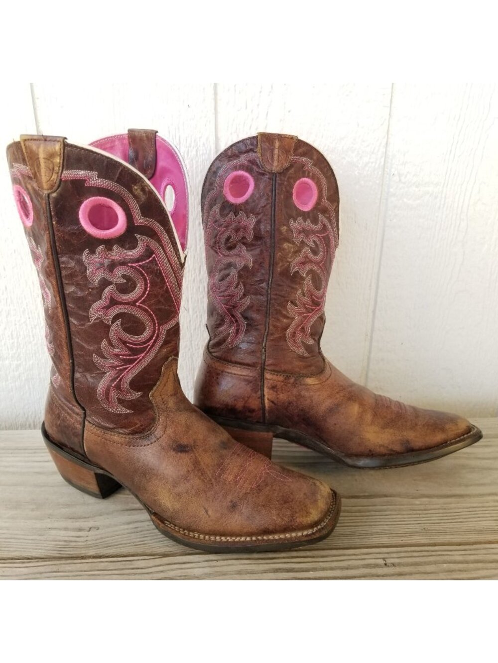 Ariat Crossfire Picante Women Brown Leather Pink Cowboy Boot 11 B